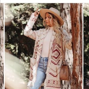Belted fringe cardigan